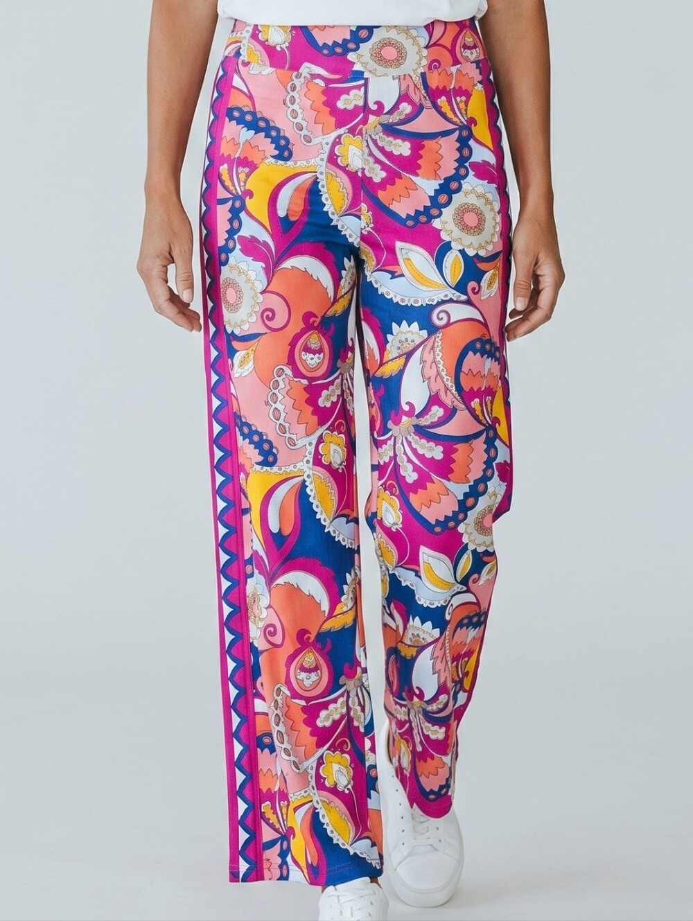 Trina Turk Sevilla Multicolor Swim Cover Up Pants Side Slits Vibrant Paisley